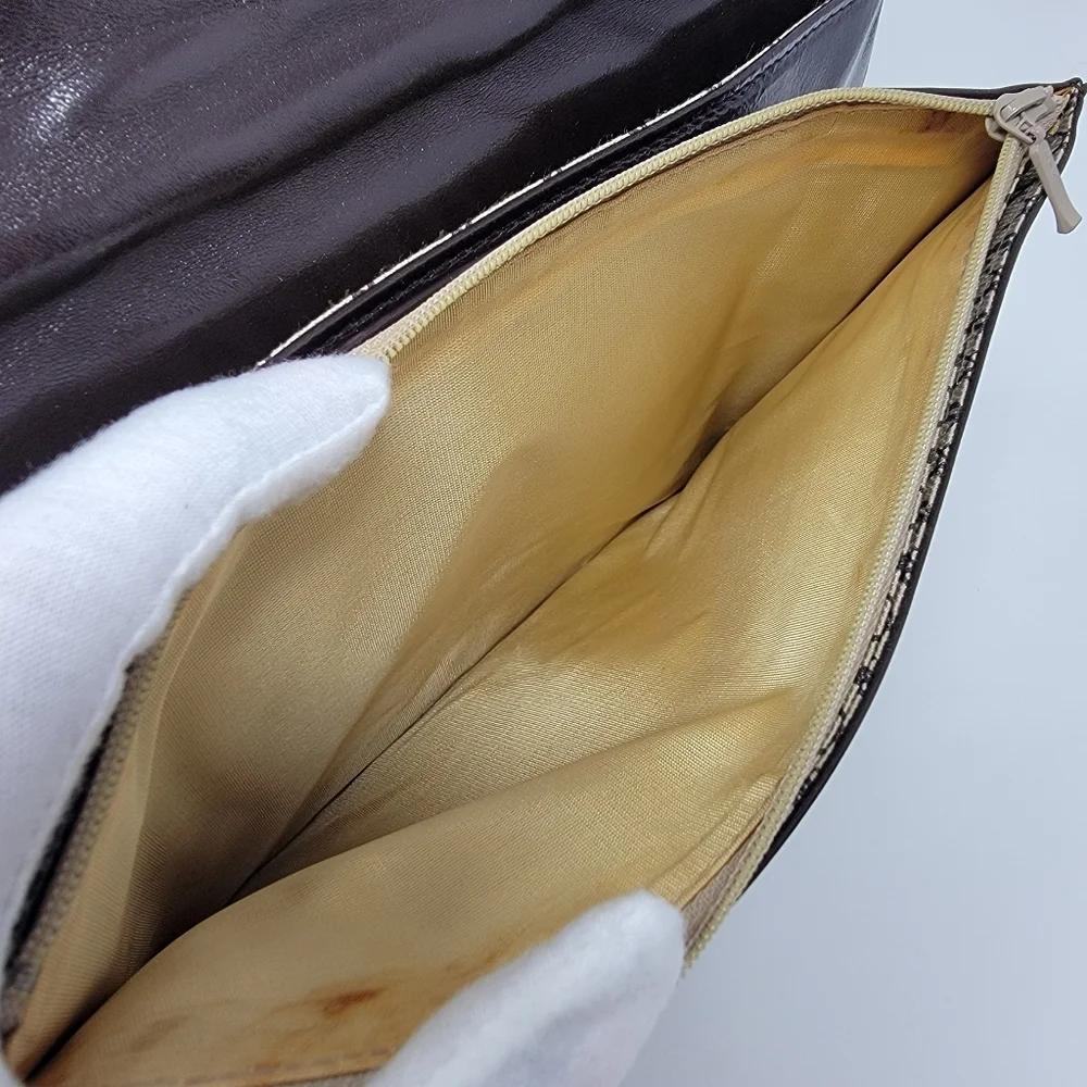 Vintage Yves Saint Laurent Chevron Quilted Leather Cutch Bag - Picture 7 of 10
